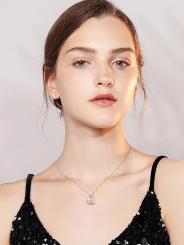 925 Sterling Silver Animal Necklace Heart Shape Dog/Rabbit/Cat Pendant Necklace for Women Animal Memorial Charm Jewelry Mother's Day Christmas Gifts - color: Cat and Women