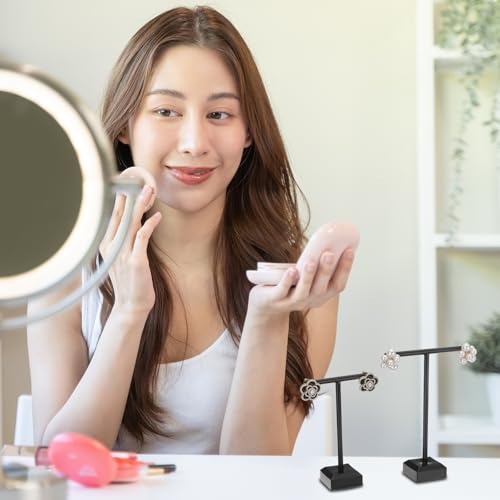 uxcell Earring Display Stands, 2pcs Earring Holder T Bar Earring Organizer Earring Display Storage Rack for Necklaces Bracelet Photography Prop, Black - color: Black