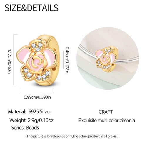 2pcs Stopper Spacer Beads for Pandora Bracelets, Sterling Silver Cross Ladybug Clip Spacer Charms For Bracelet DIY Jewelry Gift - color: Gold Flower