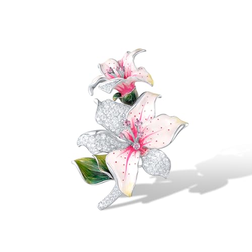 Santuzza 925 Sterling Silver Enamel Brooch Pin for Women - color: [D]Lily