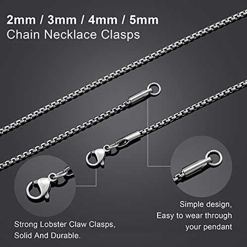 Mens Chain Necklaces, Stainless Steel Rolo Chain Necklace for Men & Women - color: Silver 2mm