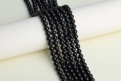 LAIDANLA Black Obsidian 8mm Natural Stone Beads Round Loose Gemstone Stone Beads for DIY Bracelet Necklace Earrings Jewelry Making Polishing Genuine Real Beading 96PCS 2 Strand 32" - color: Black, size: 8mm