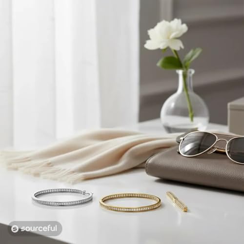 Stainless Steel Inside Out 40mm Hoop Earrings for Women – Sparkling CZ Crystal Hoops, Hypoallergenic, Lightweight, Modern Everyday Earrings – Silver, 18K Gold Plated, & Black Options - color: Silver + 18K Gold Plated