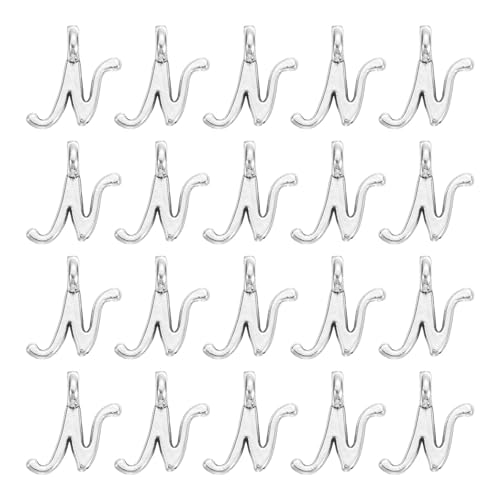 uxcell A-Z Alphabet Charm, Metal Alphabet Letter Charm Initial Charm Pendant Bead for Necklaces Bracelets Jewelry Making Craft - color: Silver N