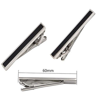 Gear Black Stone Cufflinks Set,5Pcs Studs, Collar Clips with Gift Box for Formal Tuxedo, Tuxedo Shirt, French Dress