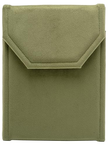Velvet Necklace Jewelry Travel Folder Storage Display Case (Olive Green) - color: Olive Green