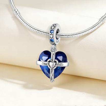 Birthstone Charms 925 Sterling Silver Heart Charms for Bracelets and Necklaces Birthday Day Christmas Gifts For Women - color: I-September