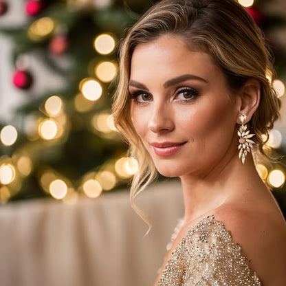 Women's Wedding Bridal Earrings Prom Dangle Earring | Shiny Crystal Teardrop Multi Marquise Cluster for Bride Bridesmaid Bling Jewelry Costume Party Accessories - color: 03-Champagne