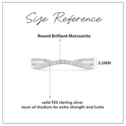 Twisted Contour Enhancer Wedding Band Ring for Women,0.10 CT | Metal: 10K Gold; 14K Gold; Sterling Silver|Stone: Natural Diamond Accent; Moissanite - color: 925 White Gold, size: 6.5