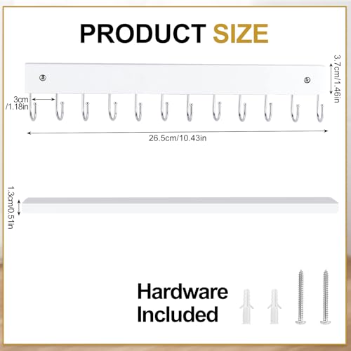 2 Pack Wall Necklace Organizer, Wooden Jewelry Holder, White, 24 Hooks | Real Wood; 24 Rotating Hooks; Wall Mount With Screws; Keeps Necklaces, Bracelets, Earrings, And Keys Organized - color: White
