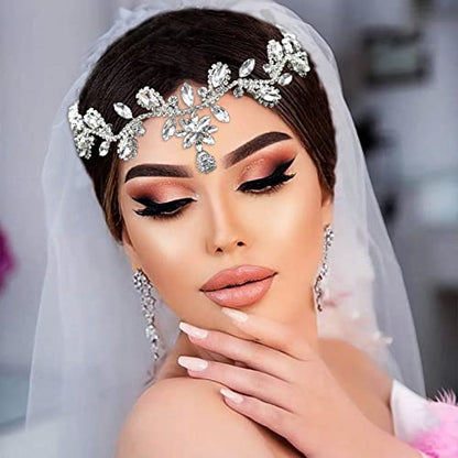 Bridal Headpieces for Wedding, Rhinestone Forehead Headpiece, Wedding Headband Crystal Tiara for Brides