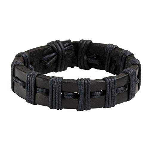 Leather Braided Bracelet Cuff Wrap Wristband for Men Women Adjustable - color: D:6pcs