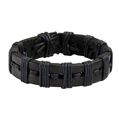 Leather Braided Bracelet Cuff Wrap Wristband for Men Women Adjustable - color: D:6pcs