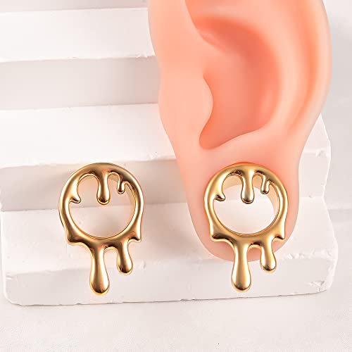 DOEARKO 2PCS Ear Gauges Cool Bat Saddle Ear Plugs Tunnels 316 Stainless Steel Hypoallergenic Earrings Gauges for Ears Expander Body Piercing Jewelry - color: #298 Gold, size: 3/8"
