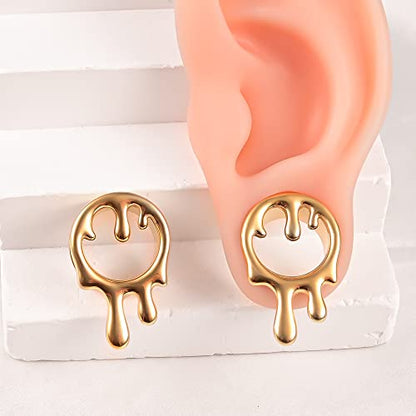 DOEARKO 2PCS Ear Gauges Cool Bat Saddle Ear Plugs Tunnels 316 Stainless Steel Hypoallergenic Earrings Gauges for Ears Expander Body Piercing Jewelry - color: #298 Gold, size: 3/8"