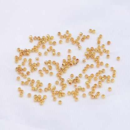 18K Gold Plated Round Spacer Beads 2mm 600pcs for Jewelry Making Findings Non Tarnish - color: 18K Gold, size: 2mm