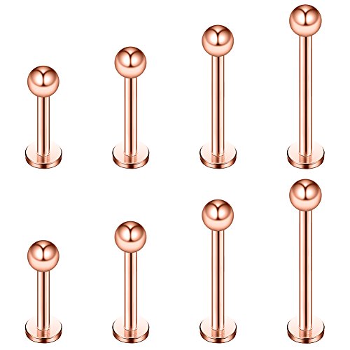 14G Labret Monroe Lip Ring Helix Earring Tragus Cartilage Piercing Jewelry 8PCS - color: Rose Gold