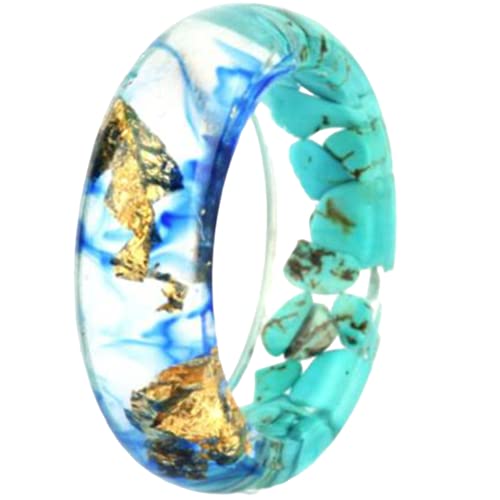 Jude Jewelers Transparent Acrylic Resin Dry Flower Candy Color Wedding Band Party Ring - color: Light Blue