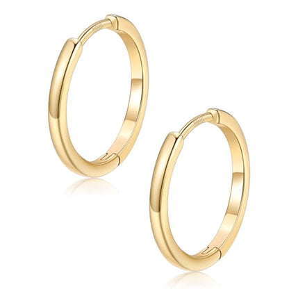FaithHeart 925 Sterling Silver Post Huggie Hoop Earrings for Women 8-20mm | Silver/Black/Gold/Rose Gold Small Hoop Earrings, Hypoallergenic Lightweight Cartilage Huggie Earrings, Gift Box - color: Gold, size: 16mm