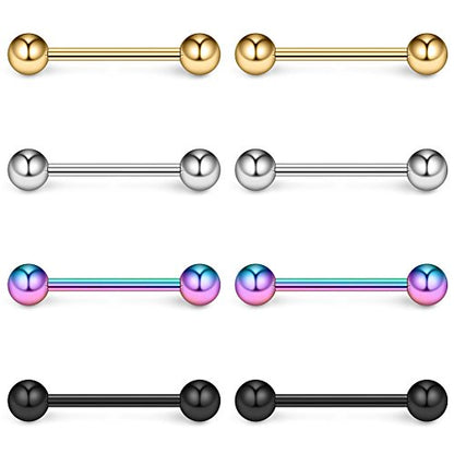 316L Stainless Steel Nipple Shield Barbell Ring Bar Body Piercing 14G - style: Mix Color(8pcs)-14mm
