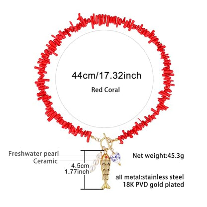 Fish Necklace for Women Sardine Pendant Necklace Summer Fishing Choker Necklace Boho Beach Jewelry - color: URX001