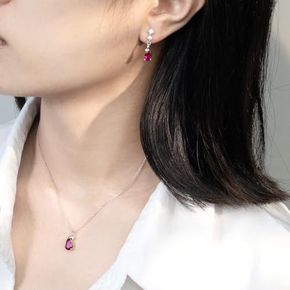 immobird 925 Sterling Silver Infinity Birthstone Jewelry Set Teardrop | Birthstone Necklace and Earring Set, Small Pear-shape Pendant, Drop Earring, Timeless Gift for Her, Daily Wear, Nice Gift Box - color: 07-Jul.