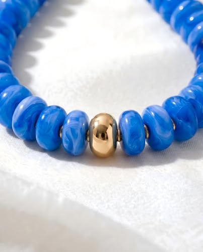 Chunky Colorful Bead Necklace Summer Fashion Statement Boho Beaded Chunky Necklace for Women Adjustable Length Lightweight Cool Suitable for Beach Vacation Daily Wear & Summer Parties - color: Light Blue