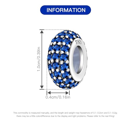 925 Sterling Silver Spacer Beads Charms for Bracelets & Necklaces Cute Charms Spacer Stopper Locating Buckle for Bracelets Retro Shaped Birthday Graduation Jewelry Gifts for Women Lover - color: Blue spacer bead