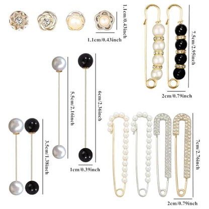 14 Pieces Brooch Safety Pins Pearl Brooch Button Pin Pant Waist Tightener Pins for Clothes Sweater Shawl Collar Dress Cardigan Shirt Jeans Accessories for Women Girls - size: Classic