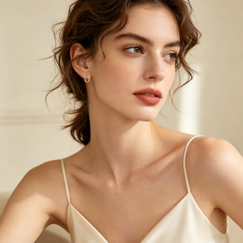14K Gold Hoop Earrings for Women Thick Large Earrings Lightweight | Gold Plated Huggie Earrings for Women Hypoallergenic (with Gift Box) - color: CZ -25MM