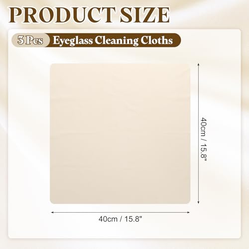 PATIKIL 3Pcs Soft Eyeglass Cloths, 15.8 x 15.8 Electronics Microfiber Cleaning Cloths Eyeglass Cleaning Fabric for Lens Wipes Glasses Cleaner Jewelry LCD Screens Cameras, Beige - color: Beige