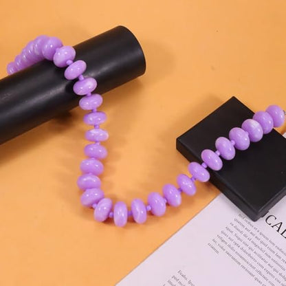 Beaded Necklace for Women Statement Chunky Necklace Boho Bead Choker Acrylic Big Bead Necklaces Summer Beach Jewelry for Women - color: Purple