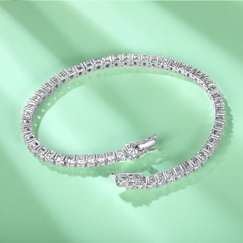 TIKJE 1-3 Row Cubic Zirconias Tennis Bracelet | 3.0mm White Gold Bracelets for Women Jewelry Gift| Size 7-7.5 inches - style: 1 Row, 7.5 inch