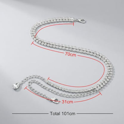 1 Piece Silver Waist Chain Rhinestone Crystal Shiny Pendant Thin Minimalist Delicate Fashion Body Chain Jewelry for Women Warm-Weather Beach Rave Party Evening Club Accessory