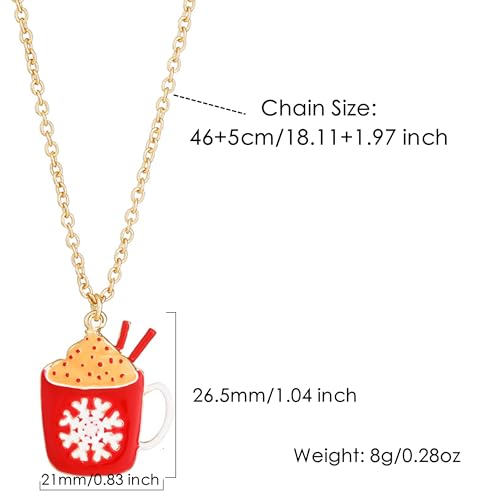 Gold Compass Charm Necklace for Women, Trendy Simple Dainty Inspirational Compass Butterfly Bow Knot Red Christmas Mug Sun Friendship Necklaces Graduation Gifts - style: Red Mug/Snowflake