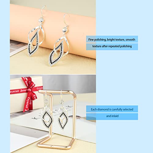 Bohemian Long Drop Dangle Earrings for Women, Chic Boho CZ Wedding Jewelry | Hypoallergenic 14K Gold 925 Sterling Silver Handmade Linear SwirlWire Diamond Earrings,Christmas&Mother's Day,Gifts for Women - color: Silver