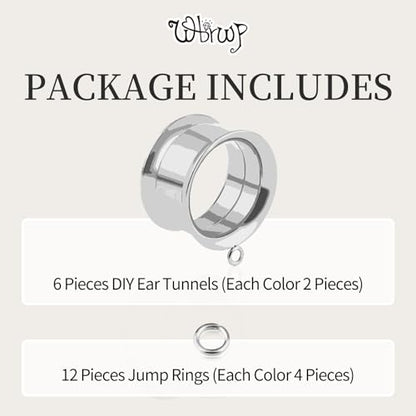 WBRWP 6pcs Ear Gauges Tunnels Plugs: DIY Ear Tunnles Piercing Expander Stainless Steel Double Flared Screw Gauges - color: 3 Color Set--Style 1