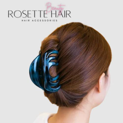 Rosette Large Chic Styling Glass Claw Clip for Women and Girls, Organic Hair Clamps Clips and Hairpins Hairgrips for Thick Hair (Purple) - color: Purple
