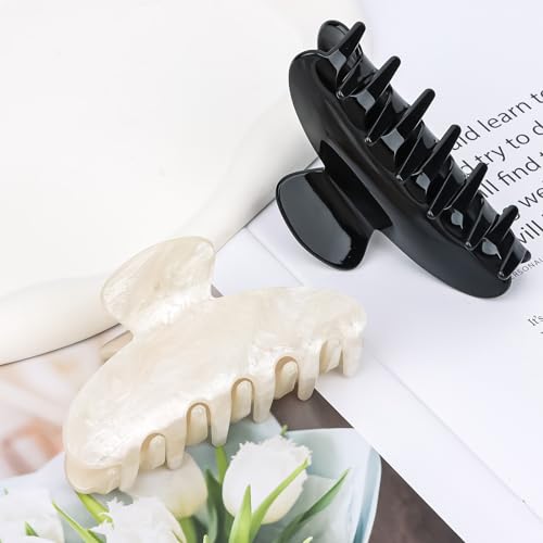 2 Pcs Hair Claw Clips for Women Non-slip Hair Clip Hair Accessories | Acrylic Claw Clips, Thick Hair, Cute Hair Clip, Ideal Gifts - color: Black and White