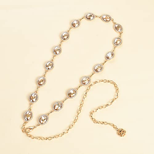 ILuvatar Green Glass Diamond Chain Belt - Metal Women's Western Style Dress Belt - color: F008-cp