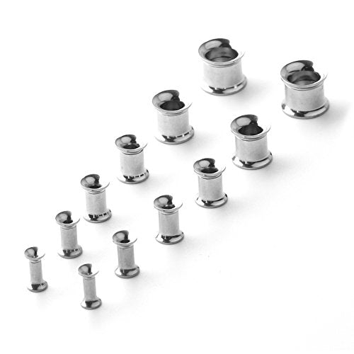 12pcs Surgical Steel Screw Tunnel Gauge Ear Expander Stretching Kit Plugs Piercing -6 Pairs 8g-00g (3mm-10mm) - color: 6PRS - Steel