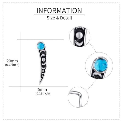 Ear Climbers Earrings for Women Sterling Silver Vintage Ear Crawler Earrings Jewelry Gifts for Women - style: Moon Phase-Turquoise