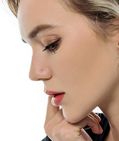 20G 10Pcs Stainless Steel L Screw Bone Shaped Nose Studs Rings Square Round CZ Nose Ring Labret Nose Piercing Jewelry for Men Women Silver Tone 1.5mm-2mm-2.5mm-3mm-3.5mm CZ - style: F:10Pcs,Bone Shaped(Rose Gold Tone)