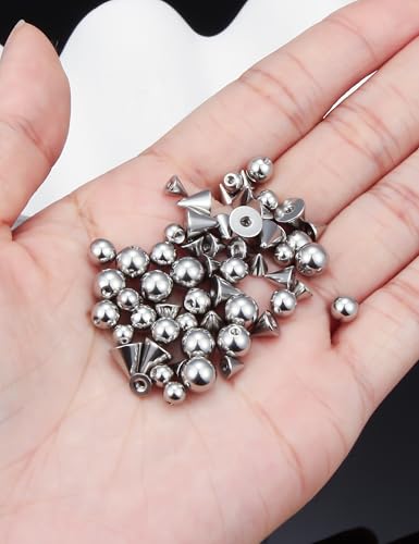 Prjndjw 25Pcs 14G 16G Replacement Balls internal thread & Externally Threaded Surgical Steel Balls Industrial Barbell Tongue Nipple Belly Button Eyebrow Rook Piercing Rings Parts 3MM-8MM - color: 30Pcs 14g Externally Threaded Replacement Balls & Spike