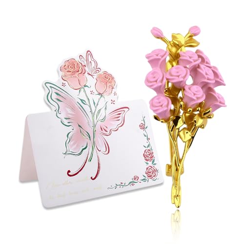 Elegant Floral Bouquet Brooch for Women Bridesmaid Pins Flower Brooches Floral Lapel Pin for Dress Suit Collar with Flowers Say Greeting Cards - color: Rose