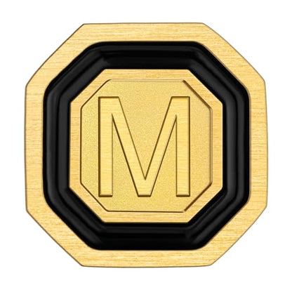AMITER 18K Gold Plated Initial Cufflinks, Mens Cuff Links for Business Wedding Shirts Studs Suit Accessories - Gift for Groom Husband Father - style: M
