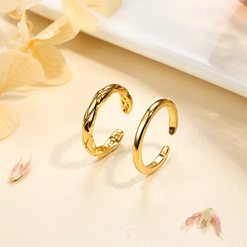 IRONBOX 14K Gold Filled Toe Rings for Women Simple Open Band Toe Ring Adjustable Toe Rings - color: Gold A