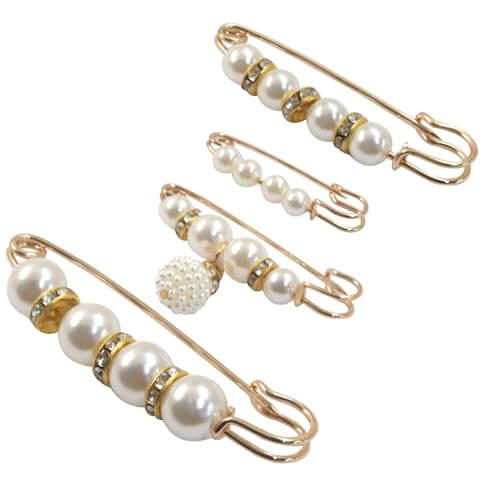 8 PCS Pearl Brooch Pins, Faux Pearl Rhinestones Brooches, Secure Safety Pins for Dresses, Sweaters, Scarves & Cardigans - color: Style 1