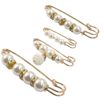 8 PCS Pearl Brooch Pins, Faux Pearl Rhinestones Brooches, Secure Safety Pins for Dresses, Sweaters, Scarves & Cardigans - color: Style 1