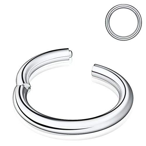 Nose Rings Hoop, 316L Surgical Steel 20G 18G 16G 14G Hypoallergenic Nose Rings Septum Cartilage Hoop Earring Conch Piercing Jewelry for Women, Diameter 5mm to 14mm, Gold, Rose Gold, Silver, Black - style: 1pcs, Silver, 14g, Diameter: 6mm
